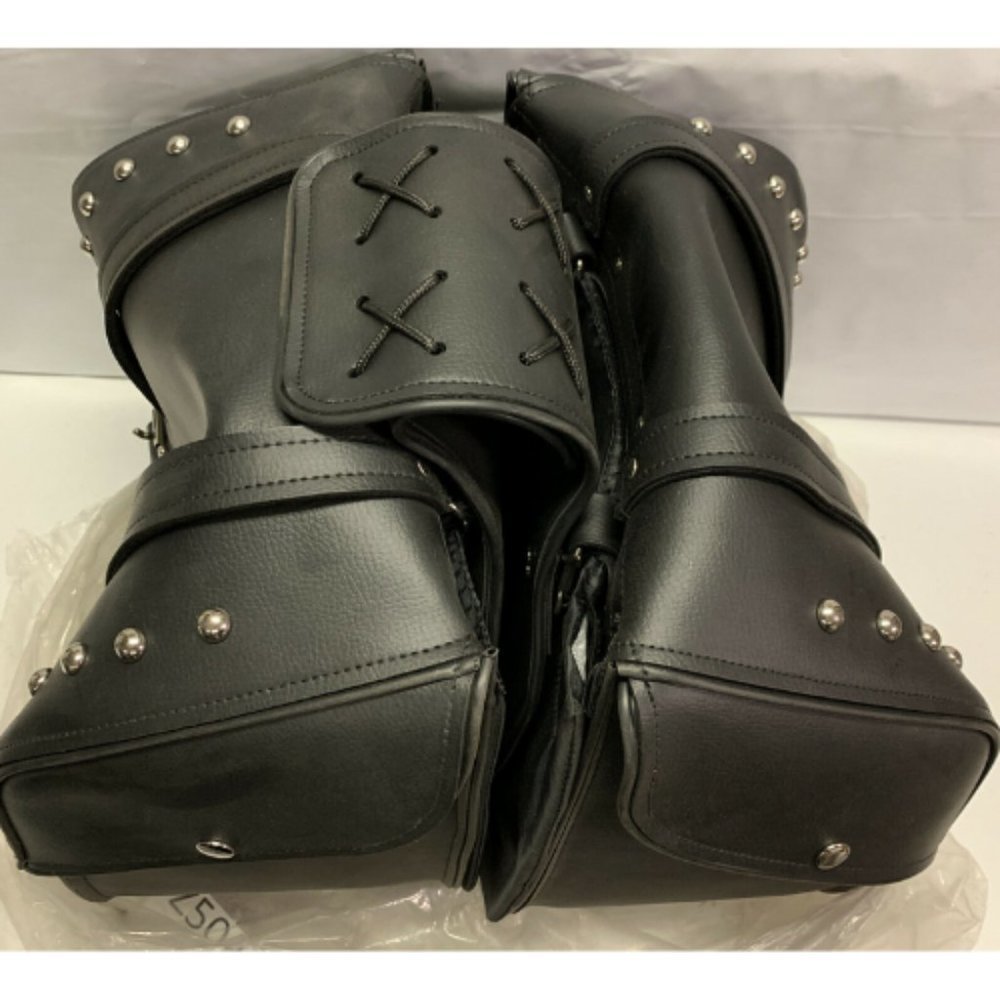 Diamond Plate 2 Pc Motorcycle Saddlebag PVC Z504 - Picture 2 of 3